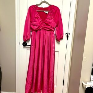 Fuchsia Ruched V-Neck Gia Maxi Dress ~ NWT -  S